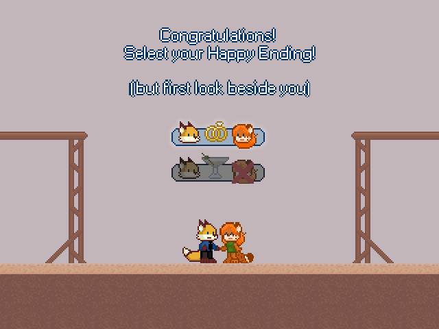 Congratulations! Select your Happy Ending! (but first look beside you)